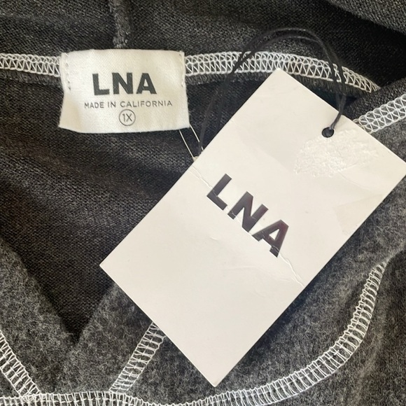 Anthropologie•LNA•Charcoal Grey•White Top Stitch Hoodie•NWT• Size 1X - Picture 4 of 5